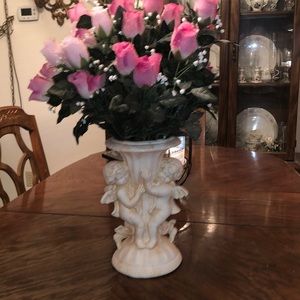 Pottery style Angel vase. Angelic and beautiful. Ivory with rose gold shimmer